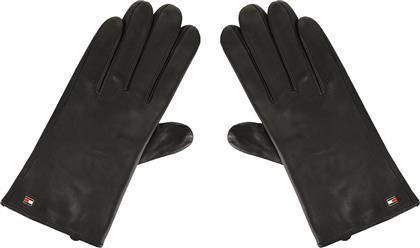 Tommy Hilfiger Μαύρα Γυναικεία Δερμάτινα Γάντια