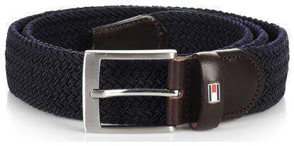 Tommy Hilfiger New Adan 3.5 Ελαστική Ανδρική Ζώνη Δερμάτινη Πλεκτή Navy Μπλε