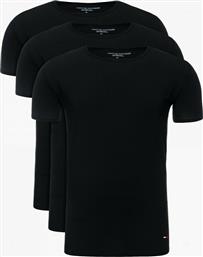 Tommy Hilfiger Premium Essentials Ανδρικές Φανέλες Κοντομάνικες σε Μαύρο Χρώμα 3Pack