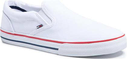 Tommy Hilfiger Textile Πάνινα Ανδρικά Slip-On σε Λευκό Χρώμα από το MyShoe