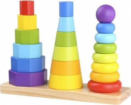 Tooky Toys Πύργοι Στοίβαξης Γεωμετρικά Σχήματα από Ξύλο για 18+ Μηνών από το GreekBooks