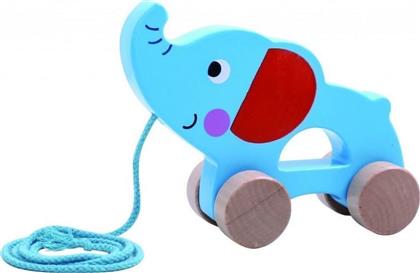 Tooky Toys Ελεφαντας Συρόμενος από Ξύλο για 12+ Μηνών
