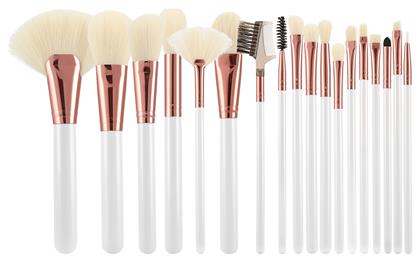 Tools for Beauty Επαγγελματικό Σετ με Πινέλα Μακιγιάζ από Συνθετική Τρίχα White & Rose Gold 18τμχ