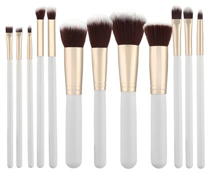 Tools for Beauty Σετ Επαγγελματικά Πινέλα Μακιγιάζ με Συνθετική Τρίχα Kabuki White 12τμχ