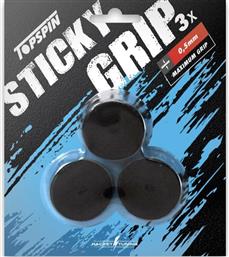 Topspin Sticky Tennis Overgrips - 0.50mm x 3 Black