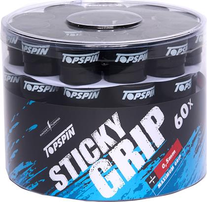 Topspin Sticky Tennis Overgrips - 0.50mm x 60 Black