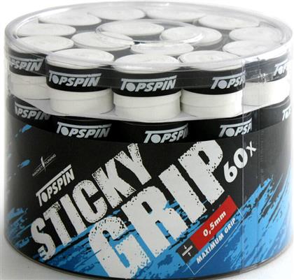 Topspin Sticky Tennis Overgrips - 0.50mm x 60 White / Black