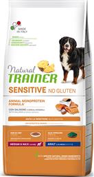 Natural Trainer Sensitive Adult Medium/Maxi 12kg Ξηρά Τροφή χωρίς Γλουτένη για Ενήλικους Σκύλους Μεσαίων & Μεγαλόσωμων Φυλών με Σολομό