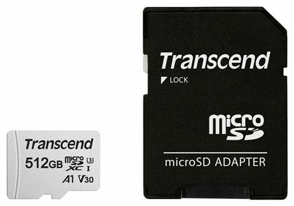 Transcend 300s microSDXC 512GB Class 10 U3 V30 A1 UHS-I με αντάπτορα