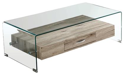 Τραπεζάκι Σαλονιού Glasser Wood 2τμχ Μ110xΠ55xΥ35εκ. Διάφανο