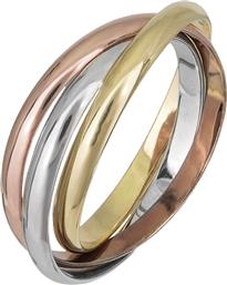 Τρίχρωμο δαχτυλίδι βέρα K14 019496 019496 Χρυσός 14 Καράτια