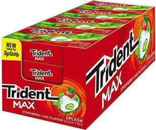 Trident Τσίχλες Max με Γεύση Splash Φράουλα / Λάιμ Χωρίς Ζάχαρη 16τμχ 22gr Κωδικός: 25711128