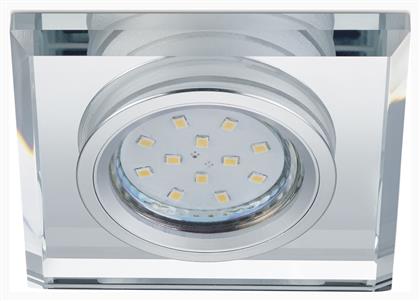 Trio Lighting Pirin Τετράγωνο Γυάλινο Χωνευτό Σποτ με Ντουί GU10 Ασημί 1τμχ