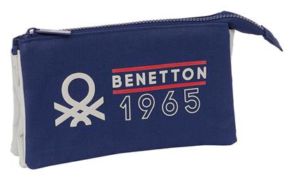 Τριπλή Κασετίνα Benetton Varsity Γκρι Ναυτικό Μπλε 22 X 12 X 3 Cm