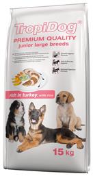 TropiDog Premium Junior Large 15kg Ξηρά Τροφή για Κουτάβια Μεγαλόσωμων Φυλών με Γαλοπούλα και Ρύζι