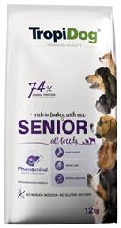 TropiDog Senior 12kg Ξηρά Τροφή χωρίς Σιτηρά για Ηλικιωμένους Σκύλους με Γαλοπούλα και Ρύζι από το Plus4u