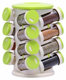 Trueware Spice Rack Θήκες Μπαχαρικών Πλαστικές σε Περιστρεφόμενη Βάση Πράσινη 16τμχ