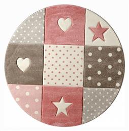 Tzikas Carpets 20339-755 Παιδικό Χαλί Ροζ Στρογγυλό με Διάμετρο 160cm Πάχους 13mm