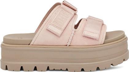Ugg Australia Δερμάτινα Γυναικεία Σανδάλια Flatforms σε Μπεζ Χρώμα