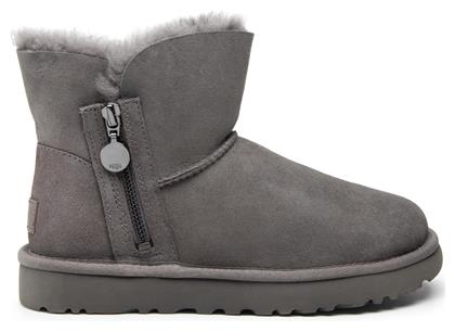 Ugg Australia Bailey Zip Mini Suede Γυναικεία Μποτάκια με Γούνα Γκρι