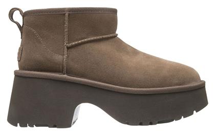 Ugg Australia Δερμάτινα Γυναικεία Μποτάκια με Γούνα Καφέ