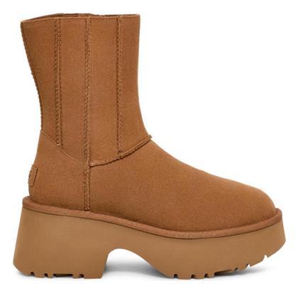 Ugg Australia Δερμάτινες Γυναικείες Μπότες με Μεσαίο Τακούνι & Γούνα Ταμπά