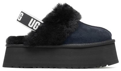 Ugg Australia Funkette Χειμερινές Γυναικείες Παντόφλες με γούνα σε Μαύρο Χρώμα