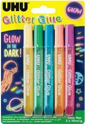 UHU Glitter Glue Glow In The Dark 5x10ml (48211)