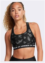 Under Armour Crossback Mid Print Γυναικείο Αθλητικό Μπουστάκι Μαύρο