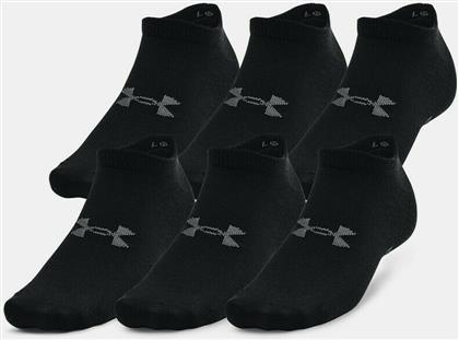 Under Armour Essential Αθλητικές Κάλτσες Μαύρες 6 Ζεύγη