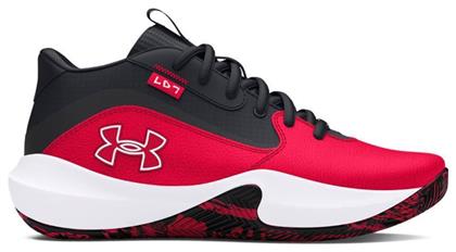 Under Armour GS Lockdown 7 Αθλητικά Παιδικά Παπούτσια Μπάσκετ με Κορδόνια Κόκκινα