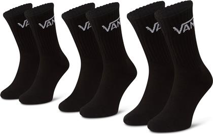Vans Classic Crew Ανδρικές Μονόχρωμες Κάλτσες Μαύρες 3Pack