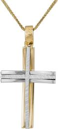 Βαπτιστικοί Σταυροί με Αλυσίδα Ανδρικός δίχρωμος σταυρός Κ18 001410C 001410C Ανδρικό Χρυσός 18 Καράτια