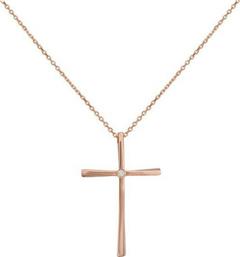 Βαπτιστικοί Σταυροί με Αλυσίδα Γυναικείος ροζ gold σταυρός με διαμάντι Κ18 039142C 039142C Γυναικείο Χρυσός 18 Καράτια