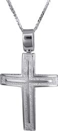 Βαπτιστικοί Σταυροί με Αλυσίδα Λευκόχρυσος ανδρικός ανάγλυφος σταυρός 14Κ με αλυσίδα 024250C 024250C Ανδρικό Χρυσός 14 Καράτια