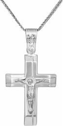 Βαπτιστικοί Σταυροί με Αλυσίδα Λευκόχρυσος σταυρός ανδρικός Κ9 με αλυσίδα 033714C 033714C Ανδρικό Χρυσός 9 Καράτια από το Kosmima24