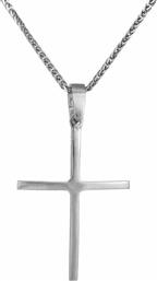 Βαπτιστικοί Σταυροί με Αλυσίδα Λευκόχρυσος σταυρός Κ9 C017256 017256C Ανδρικό Χρυσός 9 Καράτια από το Kosmima24