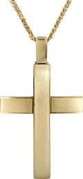 Βαπτιστικοί Σταυροί με Αλυσίδα Ματ χρυσός σταυρός με καδένα 18Κ 024691C 024691C Ανδρικό Χρυσός 18 Καράτια από το Kosmima24