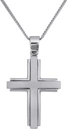 Βαπτιστικοί Σταυροί με Αλυσίδα Βαπτιστικός σταυρός Κ18 ματ με αλυσίδα 030023C 030023C Ανδρικό Χρυσός 18 Καράτια από το Kosmima24