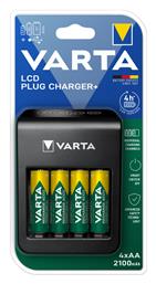 Varta LCD Plug Charger+ 4 Μπαταριών Ni-MH Μεγέθους AA/AAA/9V Σετ με 4x AA 2100mAh από το Public