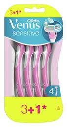 Venus 3 Sensitive Ξυραφάκια Σώματος μιας Χρήσης με 3 Λεπίδες & Λιπαντική Ταινία για Ευαίσθητες Επιδερμίδες 4τμχ