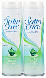 Venus Satin Care Sensitive Skin Gel Ξυρίσματος με Αλόη για Ευαίσθητες Επιδερμίδες 2 x 200ml