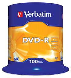 Verbatim Εγγράψιμα DVD-R 16x 4.7GB Cake Box 100τμχ από το e-shop