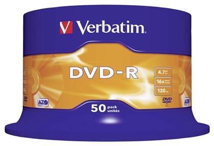 Verbatim Εγγράψιμα DVD-R 16x 4.7GB Cake Box 50τμχ από το e-shop