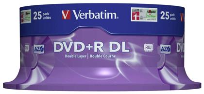 Verbatim Εγγράψιμα DVD+R 8x Dual Layer 8.5GB Cake Box 25τμχ από το e-shop