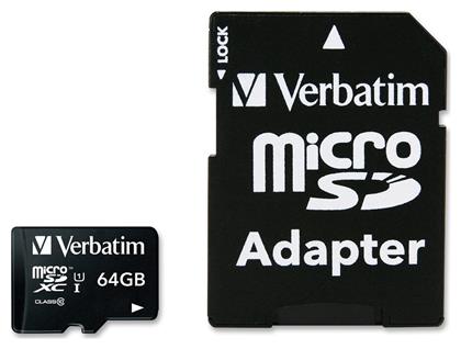 Verbatim Premium microSDXC 64GB Class 10 U1 UHS-I με αντάπτορα