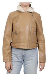 Vero Moda Γυναικείο Biker Jacket με Επένδυση Γούνας Tigers Eye Beige