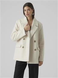 Vero Moda Γυναικείο Λευκό Παλτό με Κουμπιά από το Modivo