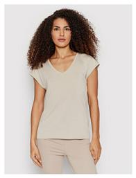 Vero Moda Γυναικείο T-shirt με V Λαιμόκοψη Μπεζ