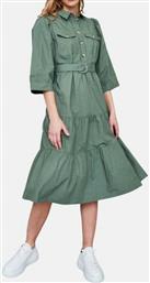 Vero Moda Midi All Day Φόρεμα με Κουμπιά Χακί από το Plus4u